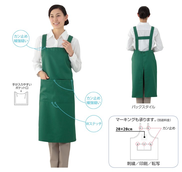 エプロンGA5390ボックスエプロンMの説明図