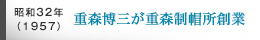 昭和32(1957)年、重森博三が重森制帽所創業